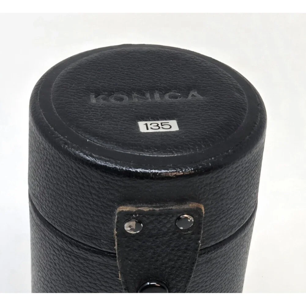 Konica 135mm Lens Case Empty OEM Vintage Japan Black Leatherette Velvet Lined